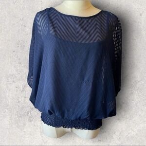 BCX — Women's Open Arm Design Navy Blouse